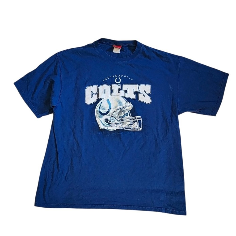 IVintage Indianapolis Colts NFL T-Shirt Men's XL Blue Helmet Graphic Football